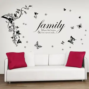 Walplus Butterflies Vine Family Quote Wall Sticker Mural Paper Art Decoration