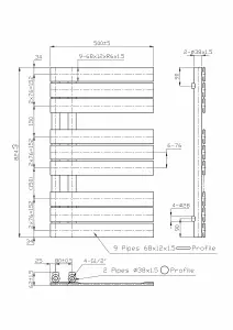 Rinse 824x500mm Flat Panel Bathroom Heated Towel Rail Radiator Chrome