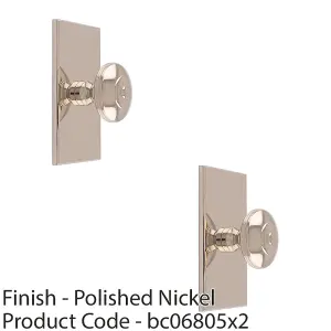 2 PACK - 32mm Round Cabinet Door Knob & 76x40mm Matching Backplate Polished Nickel Handle