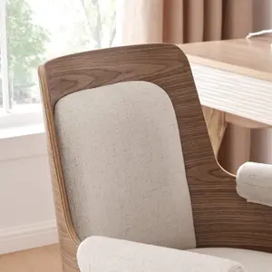 Furniturebox UK Hoomz Cream fabric and Wood Office Chair