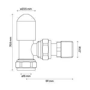 Flomasta Angled Lockshield (Dia)15mm