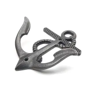 Oakcrafts - Antique Cast Iron Anchor Design Double Coat Hook - 135mm High