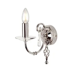 Wall Light Cut Glass Droplets Swirl Finial Highly Polished Nickel LED E14 60W