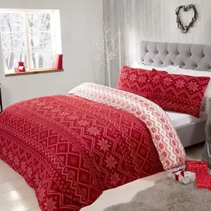 Smart Living Super Soft Christmas Reversible Duvet Cover With Pillowcase - Cozy Winter Bedding