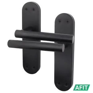 AFIT Matt Black Door Handles - 5 Pairs of Internal Lever Latch T-Bar Handles on Backplate - Olvera Range