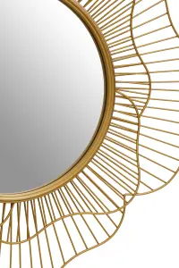 Interiors by Premier Elegant Flower Wall Mirror, 3D Metal Frame Slim Mirror, Round Shaped Wall Mirror, Compact Lounge Mirror