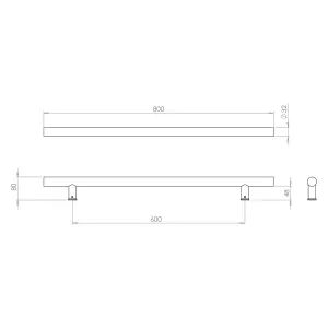 AFIT Satin Stainless Guardsman Pull Handles - Bolt Through 800 x 32 x 600mm