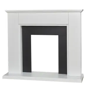 Adam Eltham Fireplace in Pure White & Black with Downlights, 45 Inch