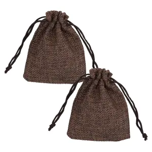 Neel Blue Set of 10pcs Burlap Gift Bag with Drawstring Small Candy Bags, Brown - 7x9cm