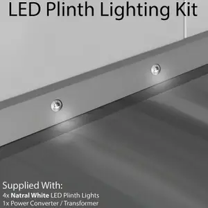 Eyelid LED Plinth Light Kit 4x Round Spotlight Kitchen Bathroom Floor Kick Panel