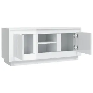 Berkfield TV Cabinet High Gloss White 102x35x45 cm Engineered Wood