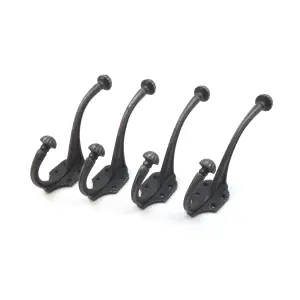 Oakcrafts - Antique Cast Iron Dome Top Ribbed Coat Hook  - Pack of 4 Hooks