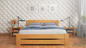 Nodax SUPER KING Size Bed Frame, 6ft, 180x200cm, F1, Solid Pine Wood, Easy Assembly, Sturdy Slats & 4x Support Legs, ALDER finish