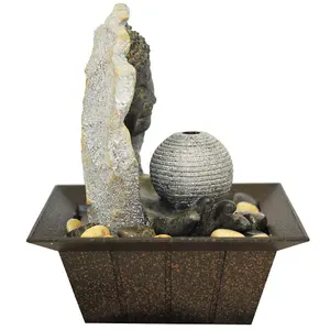 Buddha Plaque Tabletop Indoor Fountain  Water Feature with Pebbles