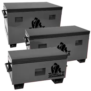 GORILLA Site Boxes x3 Heavy Duty Storage Safes for Garage, Workshop & Vans