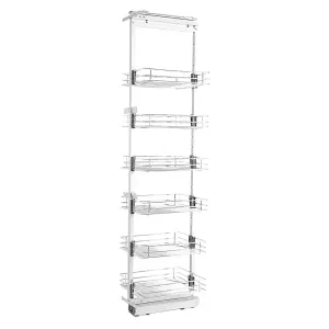 6 Tier Silver Tall and Narrow Metal Kitchen Pull Out Larder Storage Kitchen Cabinet Basket Shelf W 250mm