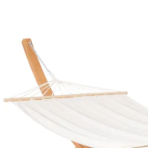 Outsunny Outdoor Garden Hammock Swing Hanging Bed Wooden Stand for Patio White