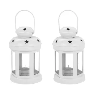 Nicola Spring - Metal Hanging Tealight Lanterns - 16cm - Pack of 2