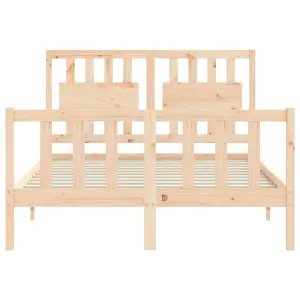 Berkfield Bed Frame with Headboard Small Double Solid Wood