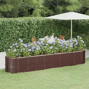 Berkfield Garden Planter Powder-coated Steel 368x80x68 cm Brown