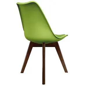 Soho Green Plastic Dining Chair with Squared Dark Wood Legs