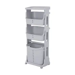 4 Tier Storage Rack Laundry Basket with Wheels