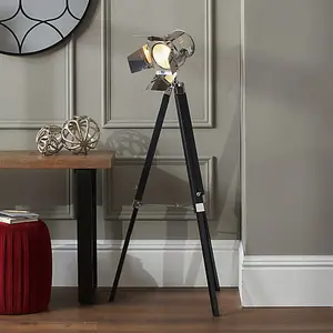 Silver and Black Tripod Floor Lamp