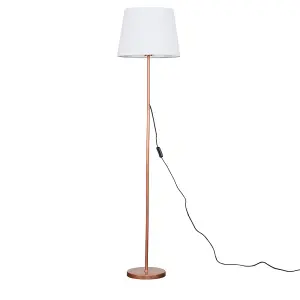 ValueLights Modern Standard Floor Lamp In Copper Metal Finish With White Tapered Shade