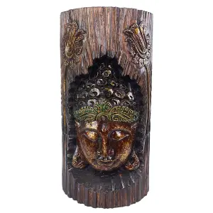 Something Different Albasia Wood Buddha Ornament Brown/Green/Gold (One Size)