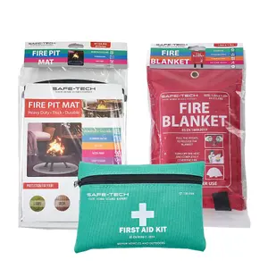 Essential Fire Safety Kit, Small, Fire Blanket, Fire Pit Mat, First Aid Kit