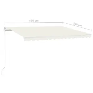 Berkfield Manual Retractable Awning with LED 450x350 cm Cream