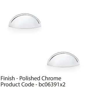 2 PACK - Rear Fixing Cup Handle Polished Chrome 57mm Centres Solid Brass Shaker Unit Pull