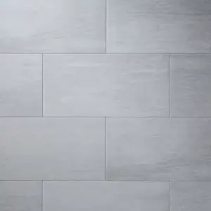 Colours Soft travertin Grey Matt Patterned Stone effect Porcelain Indoor Wall & floor Tile, Pack of 7, (L)600mm (W)300mm