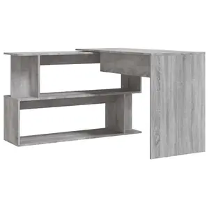 Berkfield Corner Desk Grey Sonoma 200x50x76 cm Engineered Wood