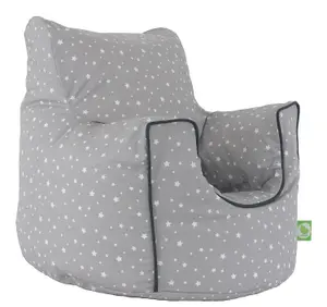 Cotton Grey Stars Bean Bag Arm Chair Toddler Size