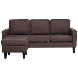 3 Seater Fabric Sofa with Ottoman Brown AVESTA