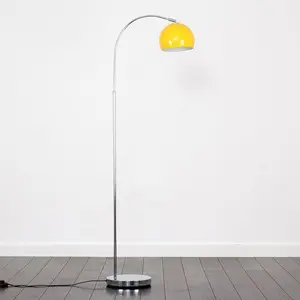 Derosier 152cm Arched Floor Lamp Chrome / Yellow