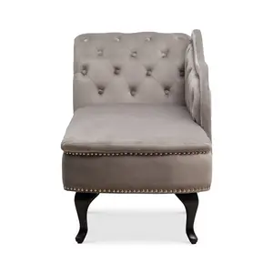 Right Hand Chaise Lounge in Velvet Light Grey