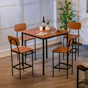 Costway 5PCS Industrial Dining Table Set Kitchen Bar Counter Height Table and 4 Stools