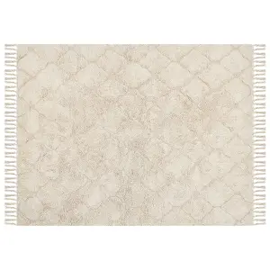 Cotton Area Rug 160 x 230 cm Beige SILCHAR