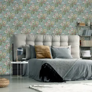 Boutique Martha Duck egg Smooth Wallpaper Sample