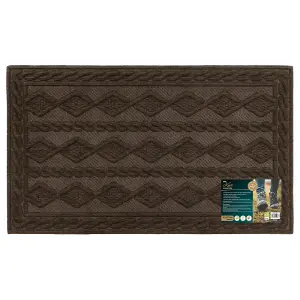 JVL Knit Rubber Backed Indoor Doormat, 45x75cm, Brown