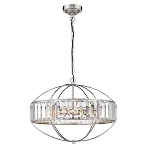 Luminosa Contemporary Pendant Ceiling 4 Light Satin Nickel, Crystal