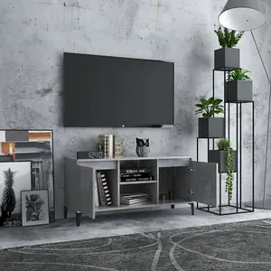 Berkfield TV Cabinet with Metal Legs Concrete Grey 103.5x35x50 cm