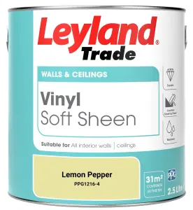 Leyland Trade Vinyl Soft Sheen Walls & Ceilings Emulsion Paint Lemon Pepper (PPG1216-4) - 2.5L