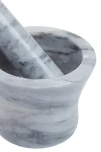 Maison by Premier Salerno Grey Marble Curved Mortar And Pestle