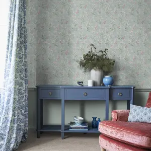 Laura Ashley Duck Egg & Pink Mosedale Posy Smooth Wallpaper