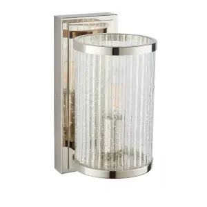 Anson Lighting Tampa Wall light finished in Bright nickel plate and ribbed bubble glass