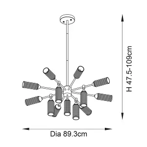 Luminosa Trieste Multi Arm Pendant Ceiling Light Satin Brass Plate, Clear, Frosted Glass