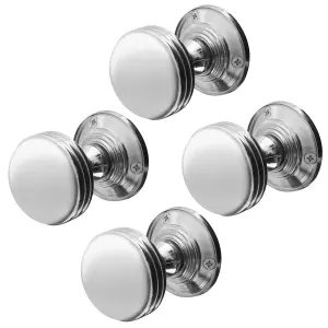 AFIT Lined Door Knobs Polished Chrome - 2 Pairs of Mortice Knobs (55mm) for Internal Doors